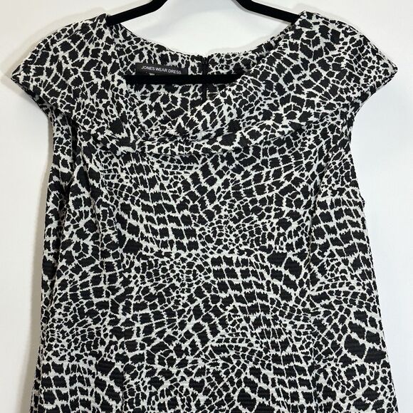 Jones Wear Dress Size 16 Multicolored Sleeveless Abstract Sheath Career Zip Back - Picture 2 of 13